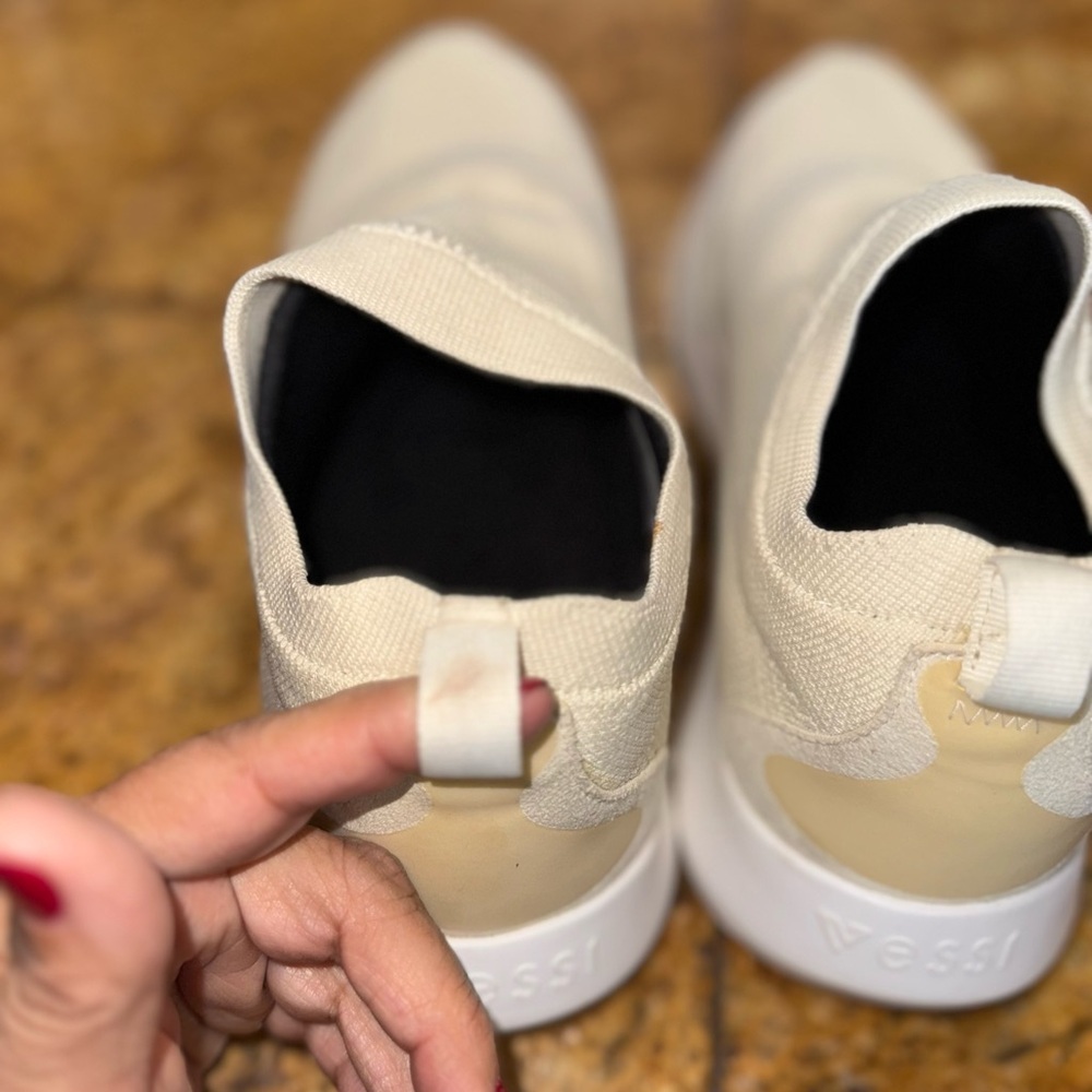 Vessi Everyday Move Slip On Sneakers Mens 9 Cream Beige Waterproof Casual Shoes - Picture 8 of 9
